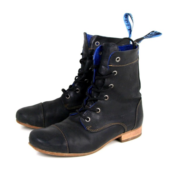 John Fluevog BROWN GENUINE LEATHER LACE UP LOW HILL ROUND TOE ANKLE BOOTS Sz 8 - Picture 4 of 8